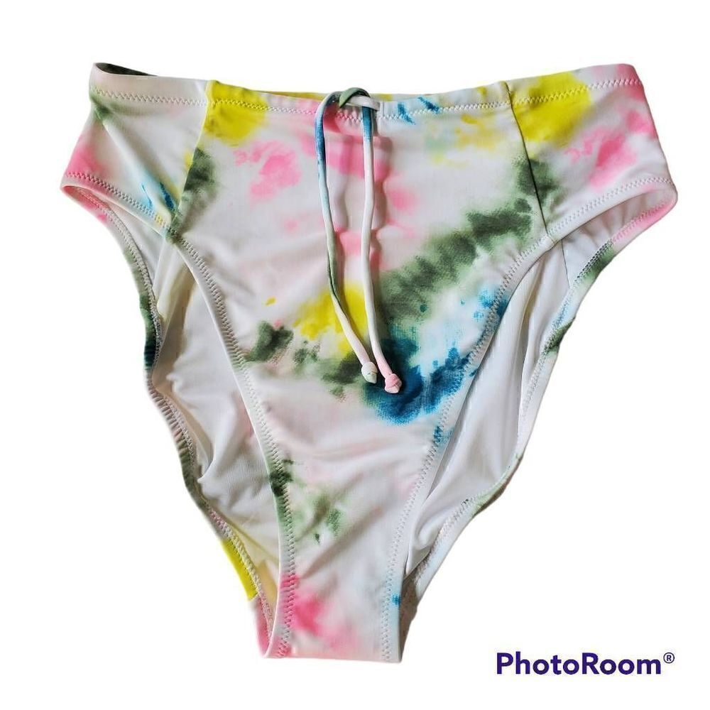Old Navy white tie dye high leg bikini M